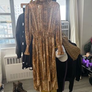 Nannette Brown Snake Print Long Sleeve Dress